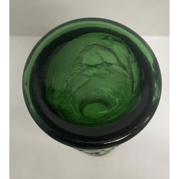 Vtg Empoli Italian Vintage Green Glass Vase- 12" Harvest Fruit Pattern Emerald - Picture 3 of 6